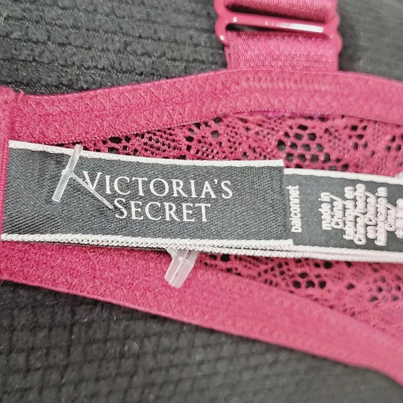 32C Victoria's Secret Semi Sheer Lace Balconette‎ Underwire Bra  Burgundy - Picture 5 of 7